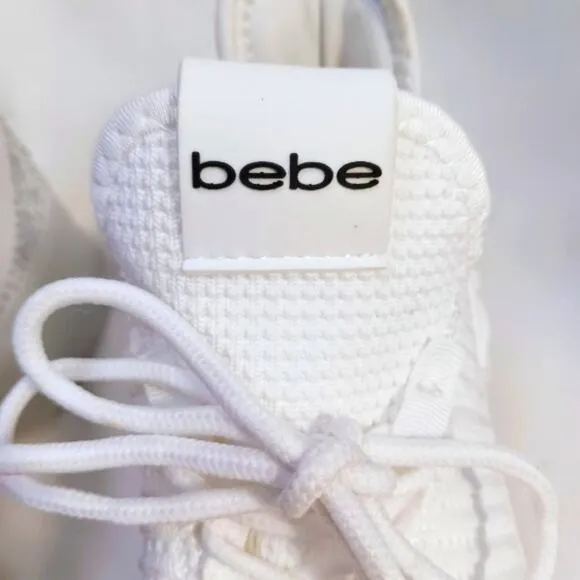 bebe Sneakers ANALIA Sz 10 Crystals WHITE Rhinestones Embellished Luxe Fancy New