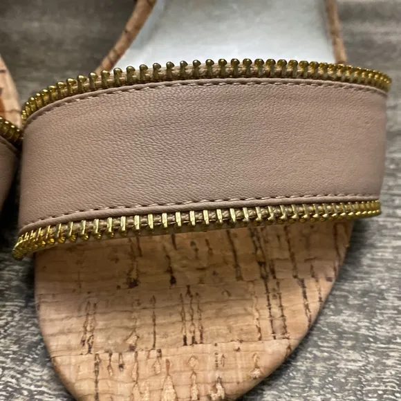 BEBE Sylvana Beige Gold LEATHER Wedge