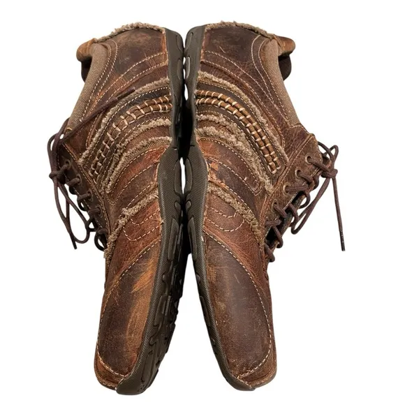 Bed Stu Y2K Brown Distressed Leather Square Toe Lace Up Loafers Men’s Size 10.5