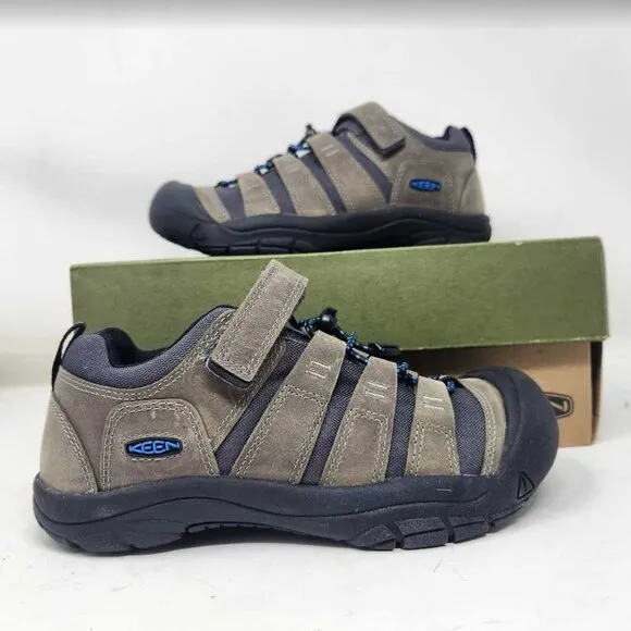 Big kids 3 Keen Newport hiking shoe sneaker in Steel Grey/Brilliant Blue 1025502