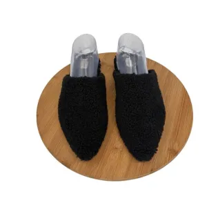 Birdies Lark Faux Shearling Black Fuzzy Slip On Mules Slide Shoes Womens 9.5