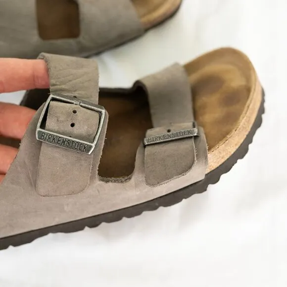Birkenstock Arizona Soft Footbed Oiled Leather Sandals 40 L 9-M 7 Gray Shoes