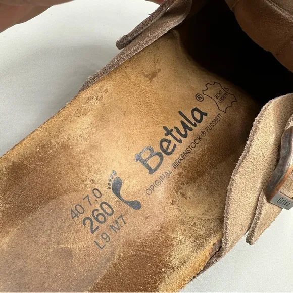 Birkenstock Betula Boston Unisex Tan Suede Leather Clogs Women Size 9 Men Size 7