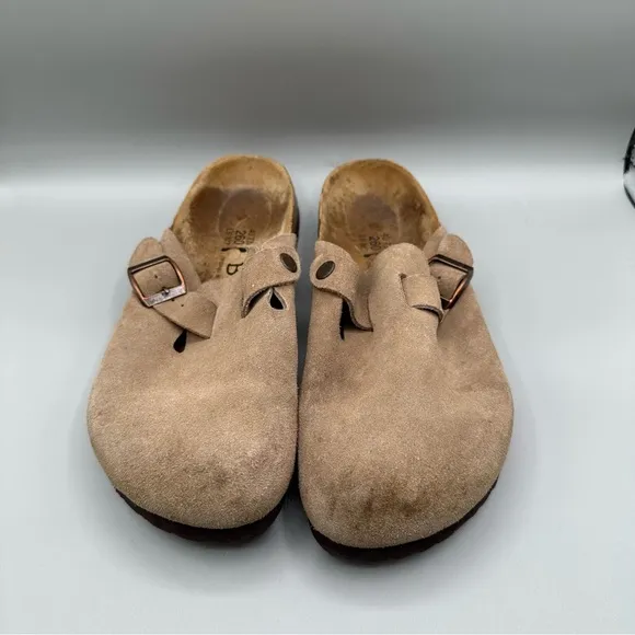 Birkenstock Betula Boston Unisex Tan Suede Leather Clogs Women Size 9 Men Size 7