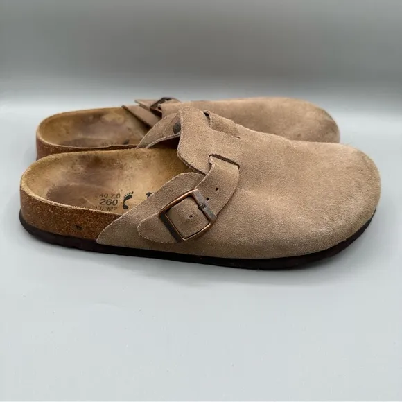 Birkenstock Betula Boston Unisex Tan Suede Leather Clogs Women Size 9 Men Size 7