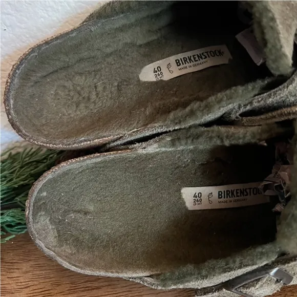 Birkenstock Boston Soft FootbedSuede Leather Green Clog Shoes Size L 9-M 7