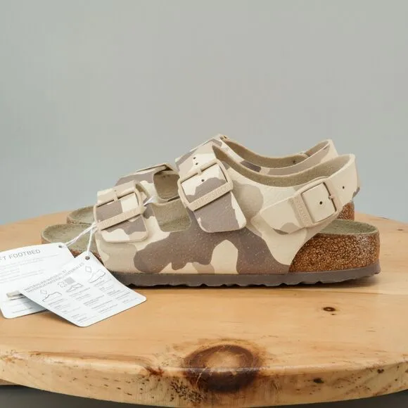 Birkenstock Milano Sandals Womens Size 6 Tan Desert Camouflage Soft Footbed NEW