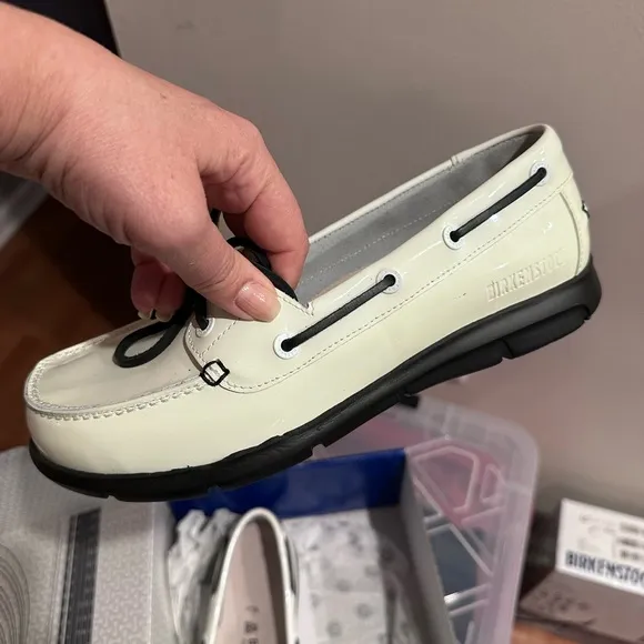 Birkenstock Women's Tennessee Patent Leather White Patent Deck Boat