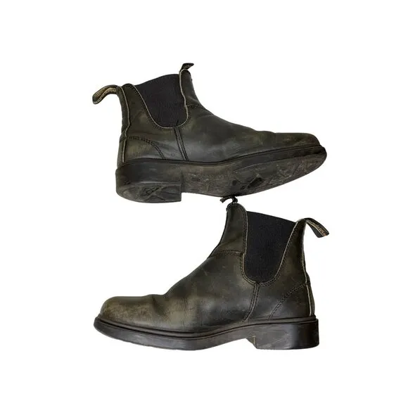 Blundstone Chelsea Leather Boots Black Slip-On Pull Tabs Elastic Sides 6.5