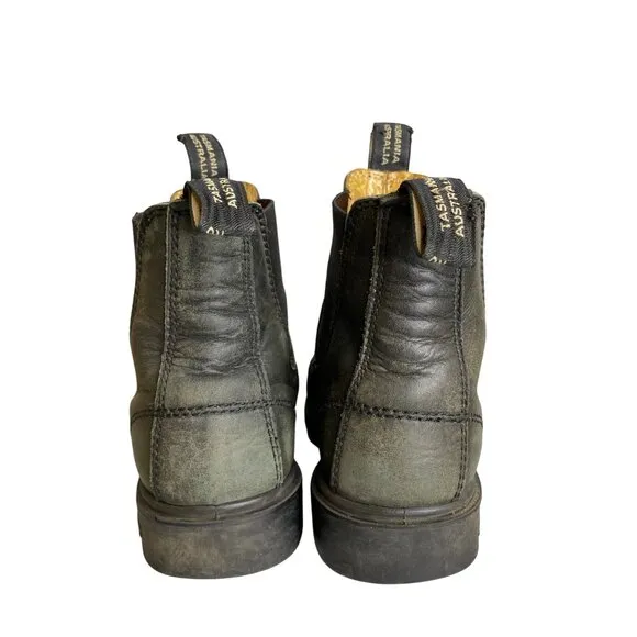 Blundstone Chelsea Leather Boots Black Slip-On Pull Tabs Elastic Sides 6.5