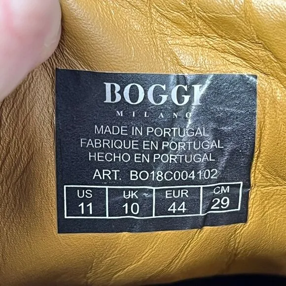 Boggi Milano Leather Trainers Black Shoes Low Men’s Size 11 US