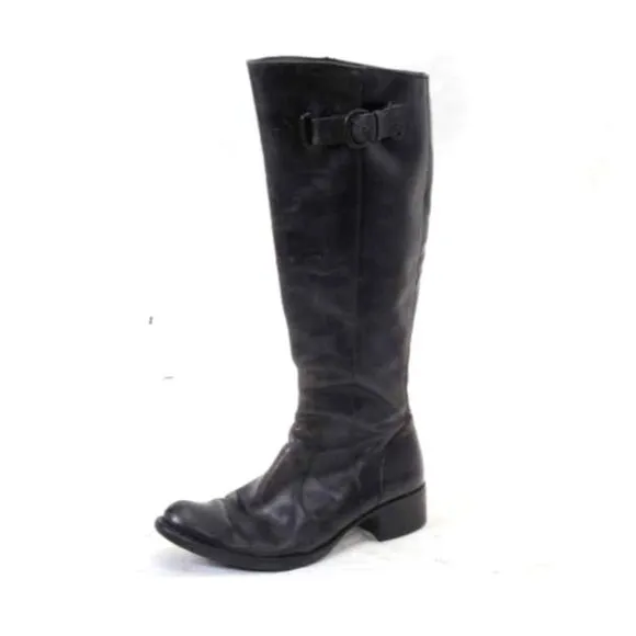 Born tall leather boots zip up black womens shoes sz 7.5