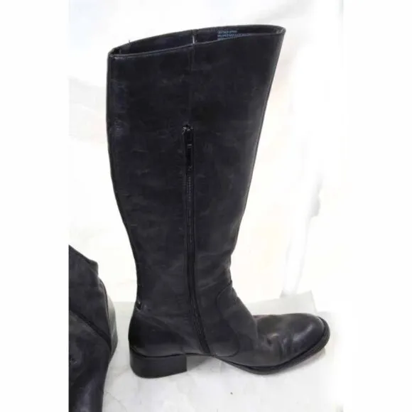 Born tall leather boots zip up black womens shoes sz 7.5