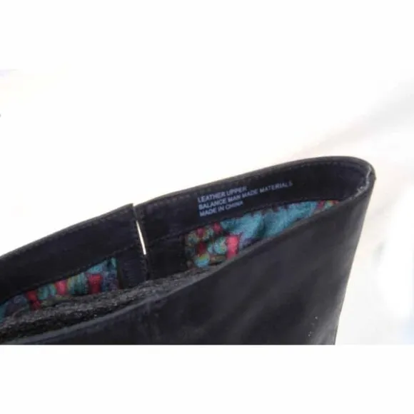 Born tall leather boots zip up black womens shoes sz 7.5