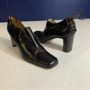 Bottega Veneta Brown Leather Heel Lace Ankle Shoes Boots Size 10