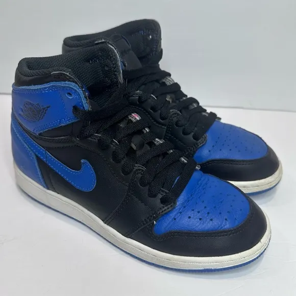 Boys Nike Air Jordan 1 Black and Blue Sneakers
