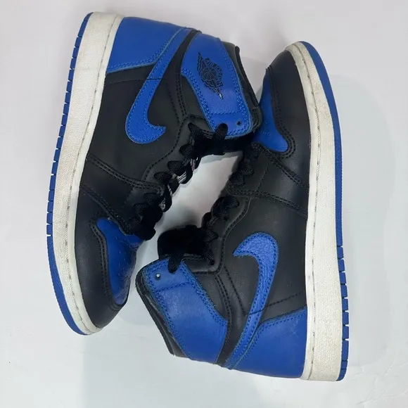 Boys Nike Air Jordan 1 Black and Blue Sneakers