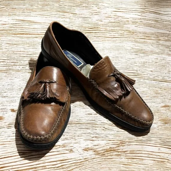 Bragano Cole Haan Brown Kiltie Tassel Loafers Leather Italy MENS Sz 13