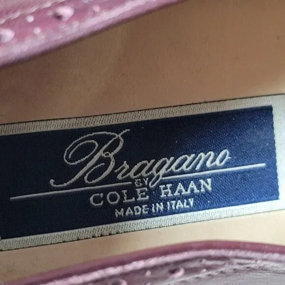 Bragano Oxford Shoes Men Size 10.5 M Red Brown Brogue Cap Toe Leather Italy