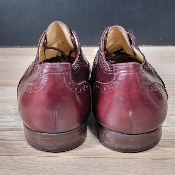 Bragano Oxford Shoes Men Size 10.5 M Red Brown Brogue Cap Toe Leather Italy
