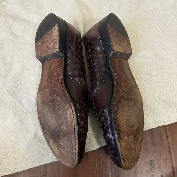 BRAGANO Tasseled Woven Loafers Dress Shoes Burgundy Leather ITALIAN