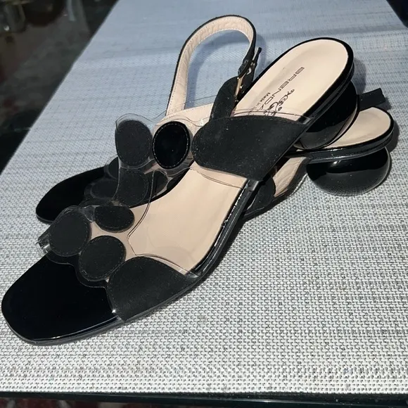 Brenda Zaro Erika Suede Tan Circle Slide Heeled Sandals Size 41 , us 9