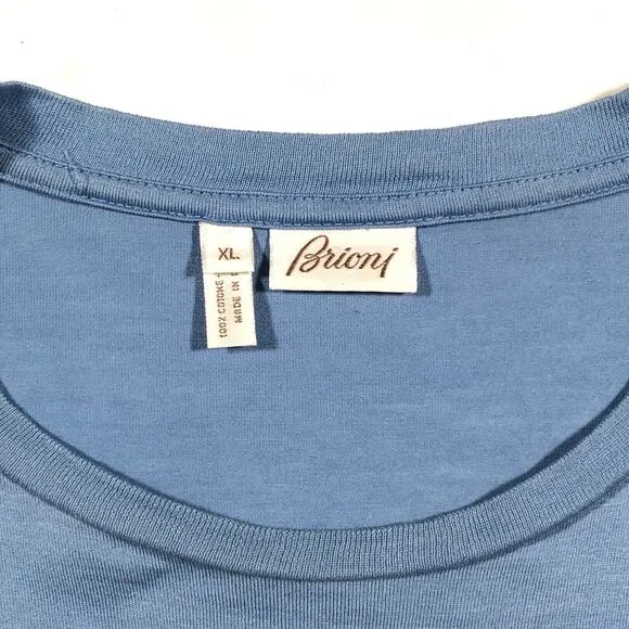 Brioni Light Blue Pocket Tee T Shirt Soft Cotton Casual Size XL B8