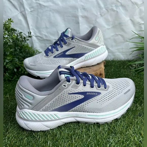 BROOKS Adrenaline GTS 22 Women Alloy/Blue/GreenRunning Shoes SIZE 8 NEW