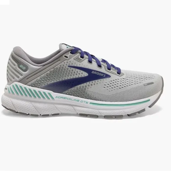 BROOKS Adrenaline GTS 22 Women Alloy/Blue/GreenRunning Shoes SIZE 8 NEW