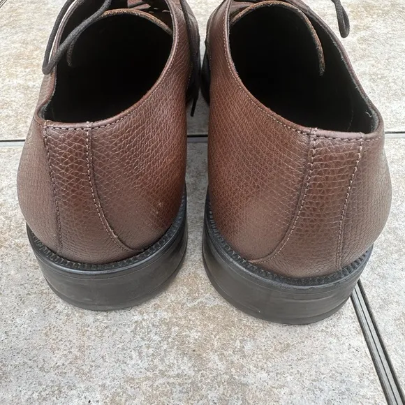 Brooks Brothers  1818 Brown Pebbled Leather Oxford Captoe Shoes Mens