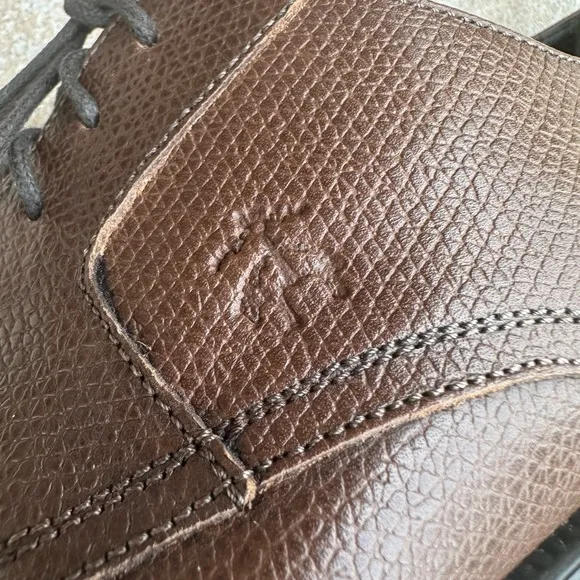 Brooks Brothers  1818 Brown Pebbled Leather Oxford Captoe Shoes Mens