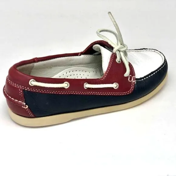 Brooks Brothers Boat Deck Shoes Womens Size 7.5 M US Loafers White Blue Red