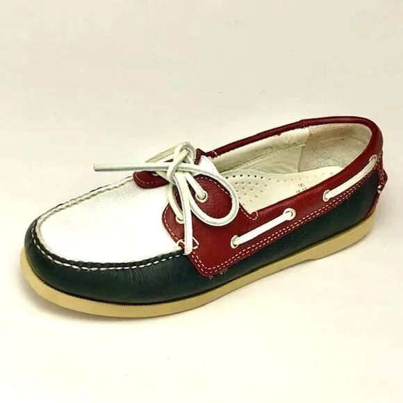 Brooks Brothers Boat Deck Shoes Womens Size 7.5 M US Loafers White Blue Red