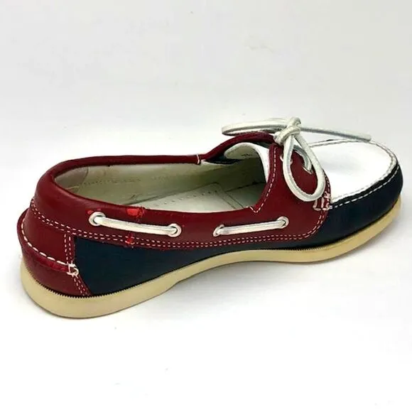 Brooks Brothers Boat Deck Shoes Womens Size 7.5 M US Loafers White Blue Red