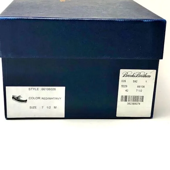 Brooks Brothers Boat Deck Shoes Womens Size 7.5 M US Loafers White Blue Red