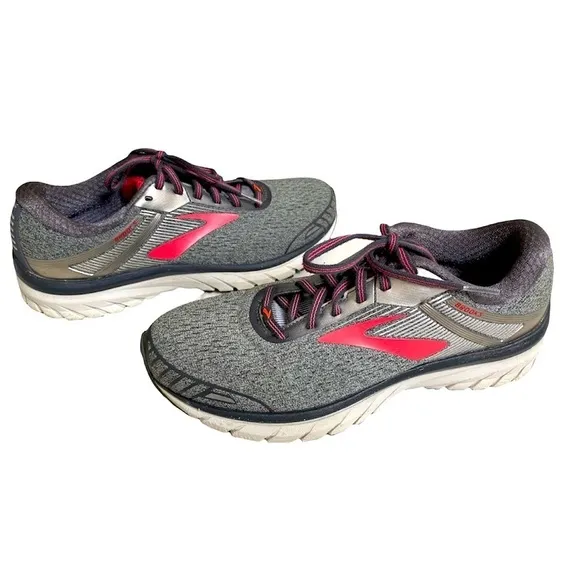 Brooks Women's Adrenaline GTS 18Gray Pink Running Sneakers Shoes Lace Up , 9.5