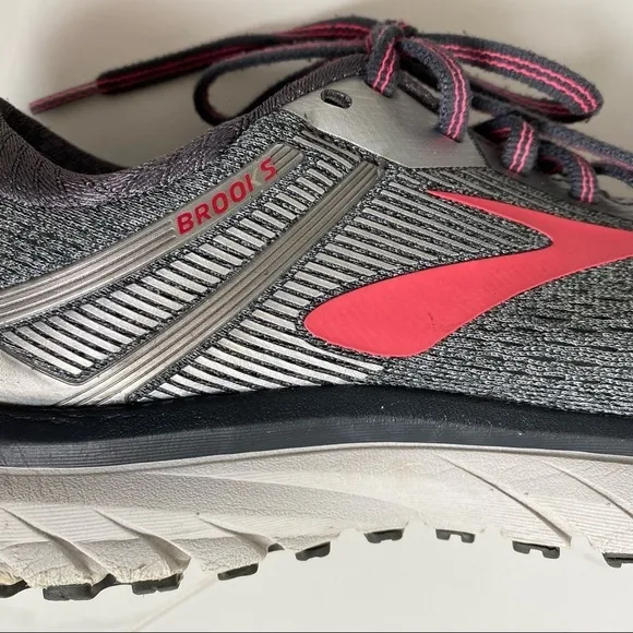 Brooks Women's Adrenaline GTS 18Gray Pink Running Sneakers Shoes Lace Up , 9.5