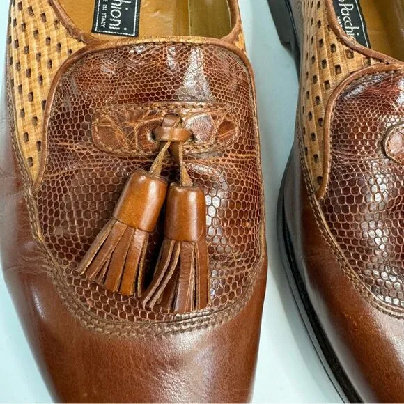 Bruno Pacchioni Leather Oxford Loafers Shoes Pointed Tor Brown Tan Size 8 Women