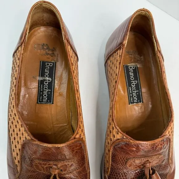 Bruno Pacchioni Leather Oxford Loafers Shoes Pointed Tor Brown Tan Size 8 Women