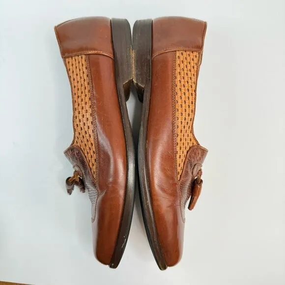 Bruno Pacchioni Leather Oxford Loafers Shoes Pointed Tor Brown Tan Size 8 Women