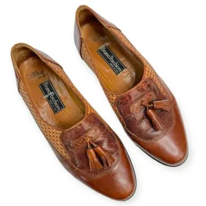 Bruno Pacchioni Leather Oxford Loafers Shoes Pointed Tor Brown Tan Size 8 Women