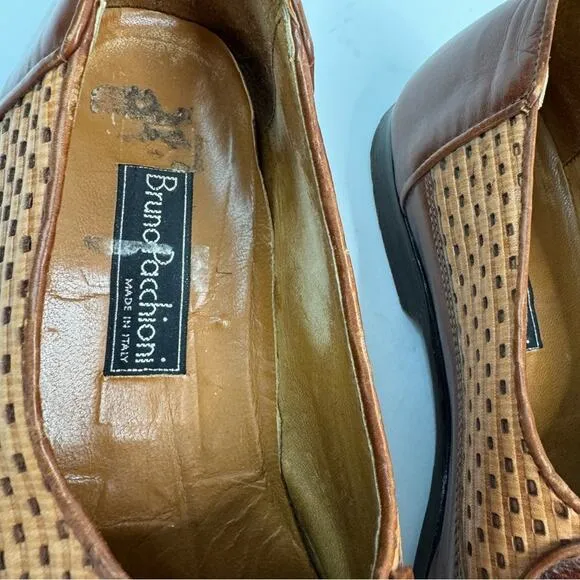 Bruno Pacchioni Leather Oxford Loafers Shoes Pointed Tor Brown Tan Size 8 Women