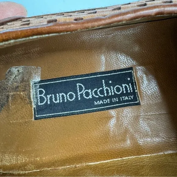Bruno Pacchioni Leather Oxford Loafers Shoes Pointed Tor Brown Tan Size 8 Women