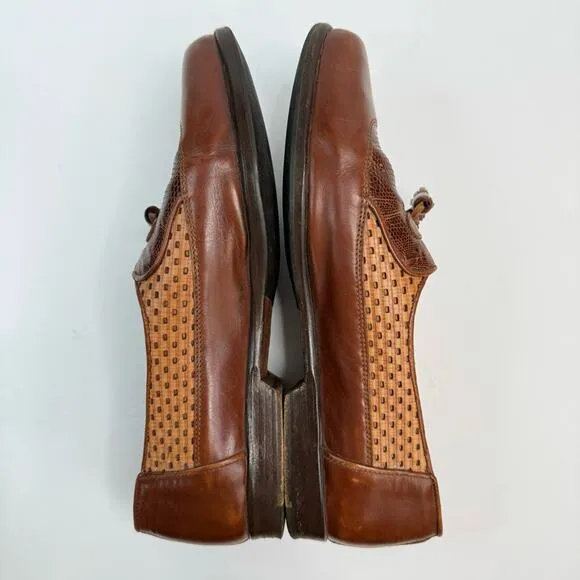 Bruno Pacchioni Leather Oxford Loafers Shoes Pointed Tor Brown Tan Size 8 Women
