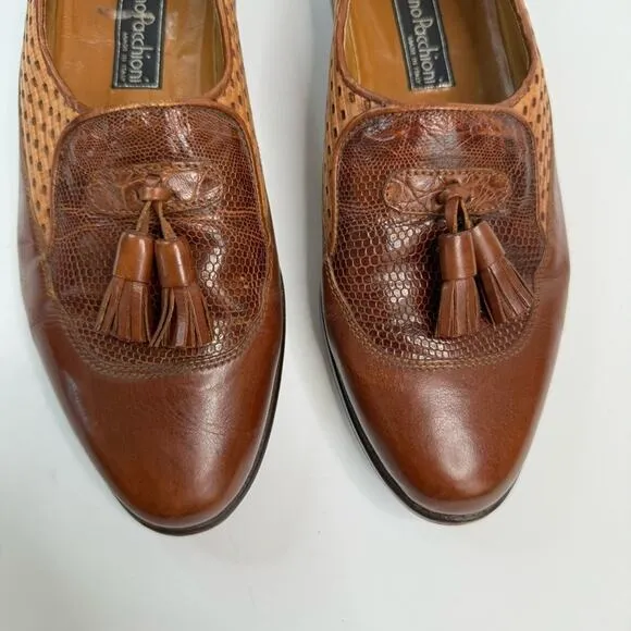 Bruno Pacchioni Leather Oxford Loafers Shoes Pointed Tor Brown Tan Size 8 Women