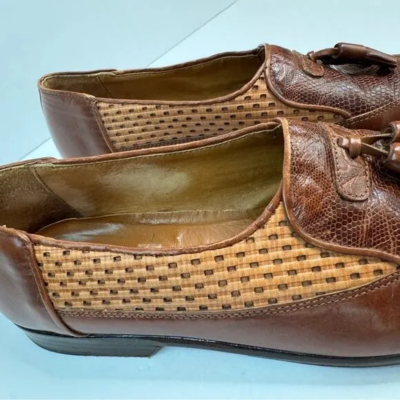 Bruno Pacchioni Leather Oxford Loafers Shoes Pointed Tor Brown Tan Size 8 Women