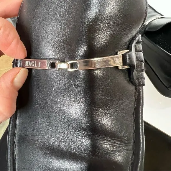 Bruno Magli Black Leather Horsebit Loafer Shoes