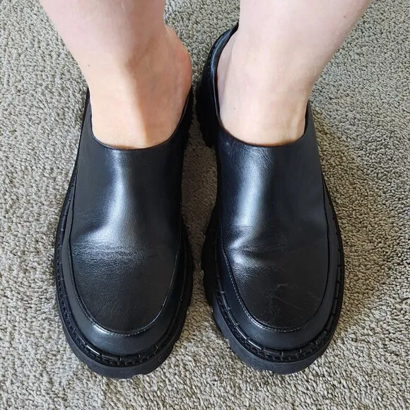 By Far Reyna black leather shoes/loafers/mules Sz 36/Us Sz 6
