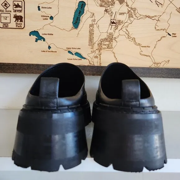By Far Reyna black leather shoes/loafers/mules Sz 36/Us Sz 6