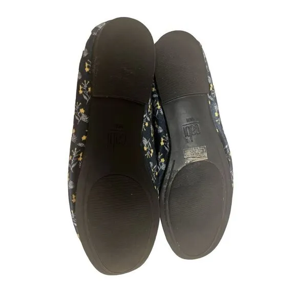CAbi Carnaby loafer floral blue velvet Horsebit shoes #6005 sz 9.5